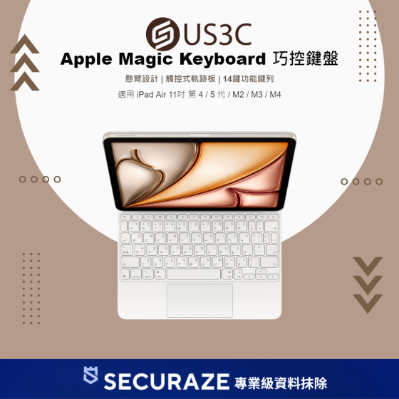 二手 Apple Magic Keyboard 巧控鍵盤 適用 iPad Air 11吋 第 4 / 5 代 / M2 / M3 / M4 — USD 智選嚴選